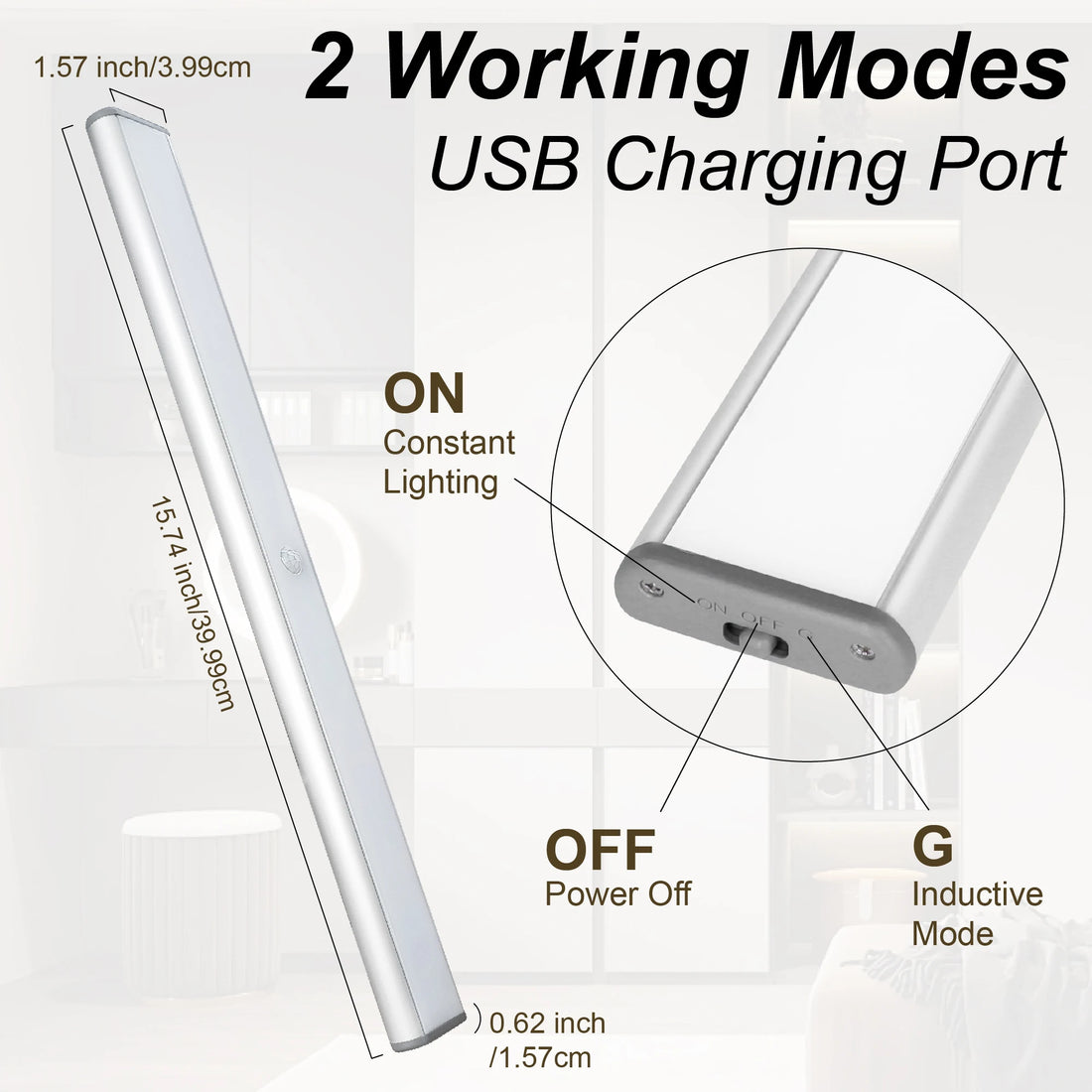 Under Cabinet Lighting – Lepotec 78LED Cold White Motion Sensor Light, Wireless USB Rechargeable Bright Closet & Cabinet Light
