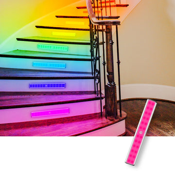 Under Cabinet Lighting – Lepotec 24LED RGB Wireless Motion Sensor Light, Rechargeable Cabinet & Night Light for Kitchen, Bedroom, Hotel, Bar, and Game Room