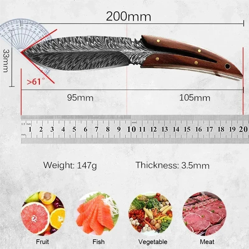 Utility Butcher Boning Knife – Stainless Steel Barbecue & Filleting Knife with Wooden Handle